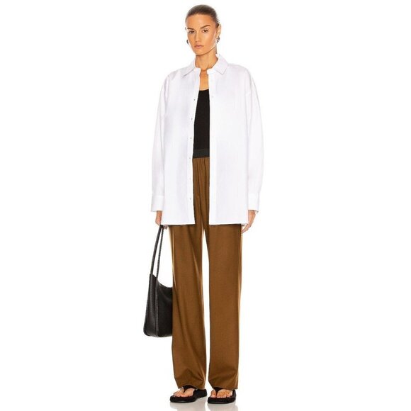 Loulou Studio Espanto Oversized Poplin Shirt in White Small New Womens Top - Picture 5 of 14